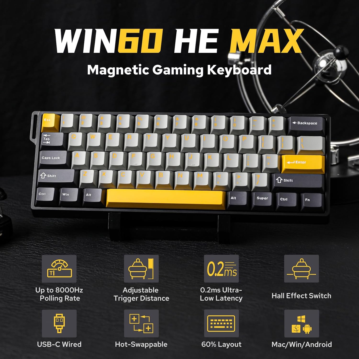 Hall Effect Magnetic Switch Keyboard - AULA WIN60 HE 60% Max Pro