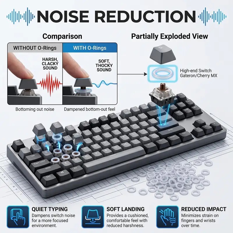 키보드용 소음 방지 고무 O링, 키캡, 스위치 댐퍼,  - Silent Switch Mechanical Keyboard 리뷰 및 가격